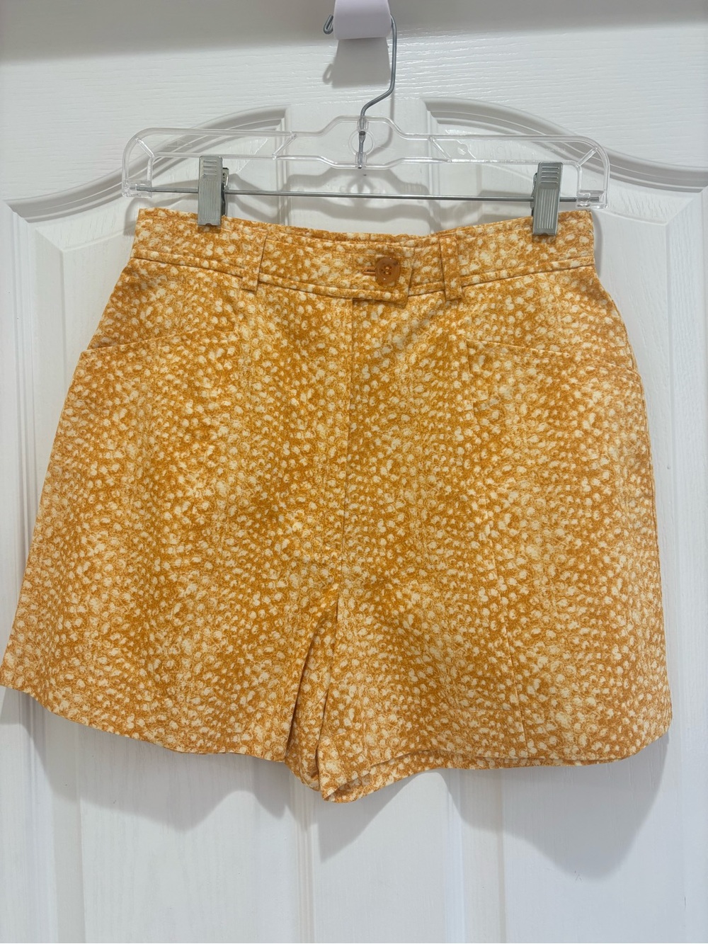 Vintage Escada Laurel Patterned High Waisted Yellow Shorts